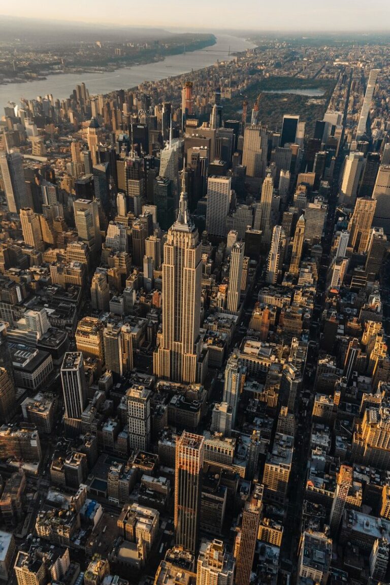 New York City travel guide - Empire State Building skyline aerial view Manhattan