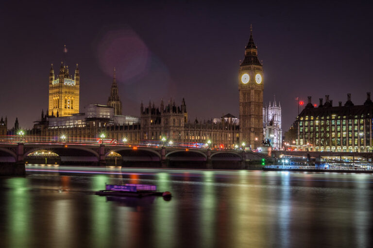 View of Big Ben and the Houses of Parliament across the Thames from the South Bank