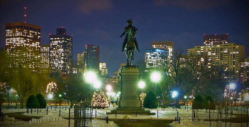 The Boston Public Garden in the heart of the city