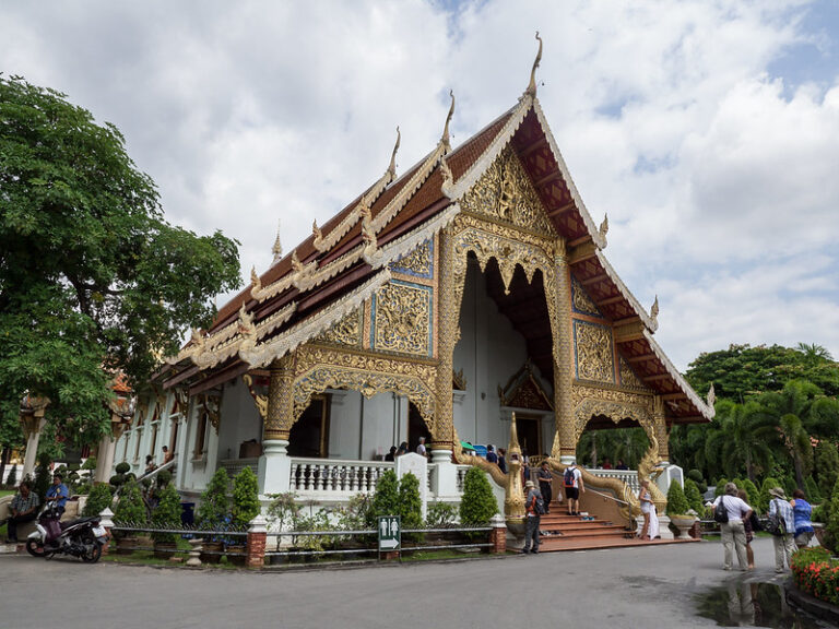 Golden temple hall at Wat Phra Singh in Chiang Mai Thailand