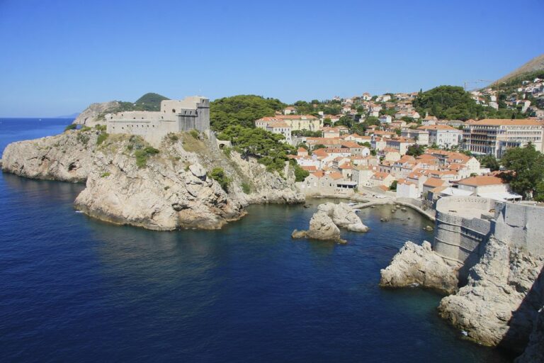 Panoramic view of Dubrovnik old town and Adriatic Sea Croatia