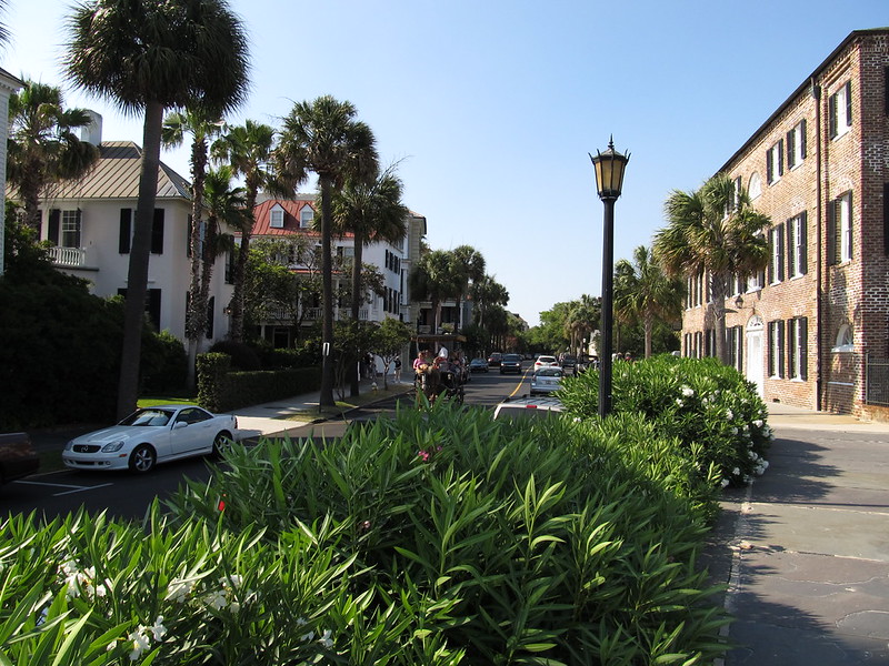 Grand antebellum mansions along East Battery facing Charleston Harbor