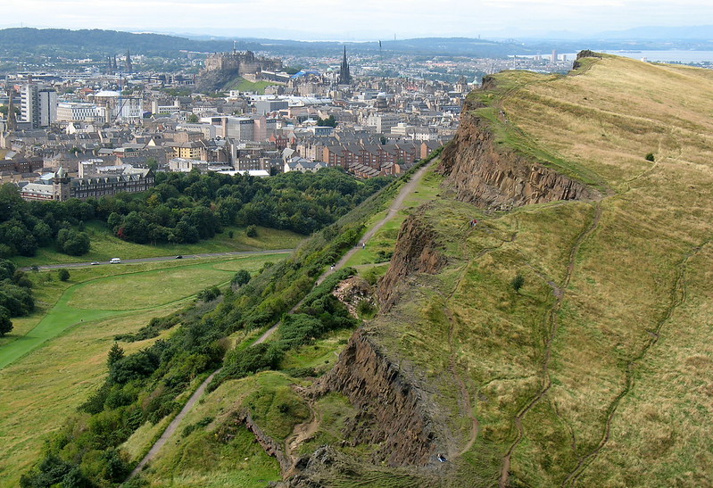 View over Edinburgh from Arthurs Seat in Holyrood Park