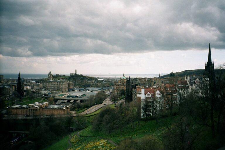 Edinburgh Castle above the Old Town skyline in Scotland