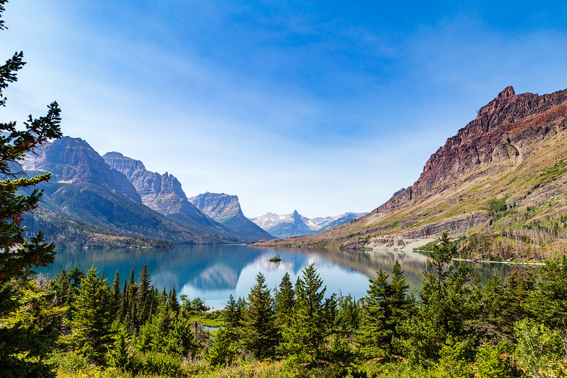 Wild Goose Island on Saint Mary Lake in Glacier National Park Montana
