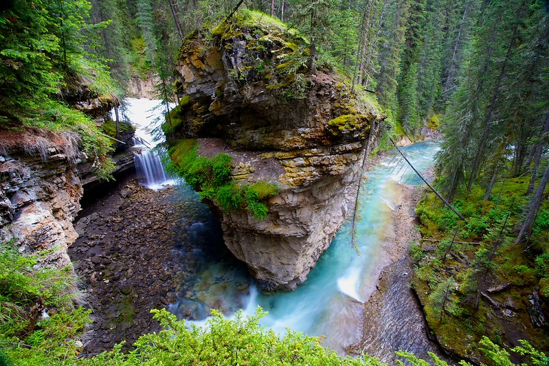 Catwalk trail along the canyon walls at Johnston Canyon in Banff