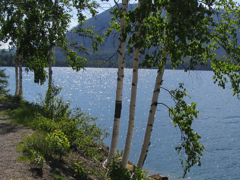 Mountain reflections on Lake McDonald in Glacier National Park Montana
