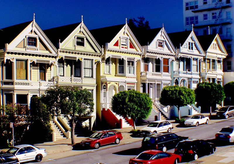 The Painted Ladies Victorian houses at Alamo Square in San Francisco