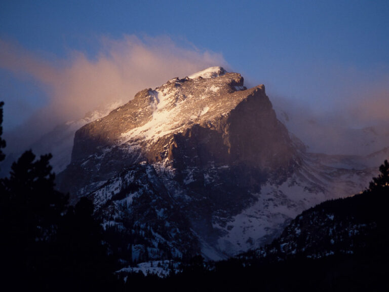 Mountain peaks and alpine scenery in Rocky Mountain National Park Colorado