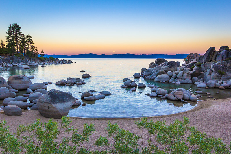 Granite boulders and clear water at Sand Harbor on Lake Tahoe