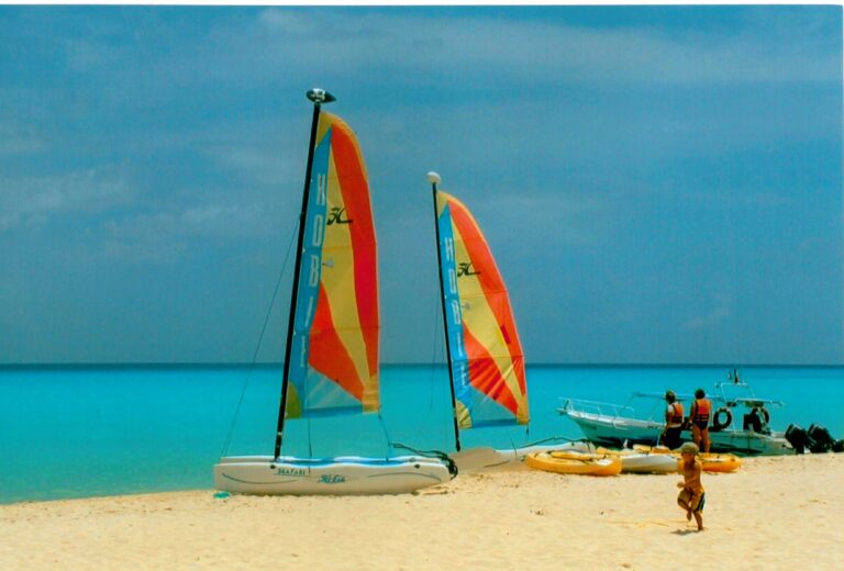 Turquoise Caribbean water and white sand beach at Playa del Carmen Mexico