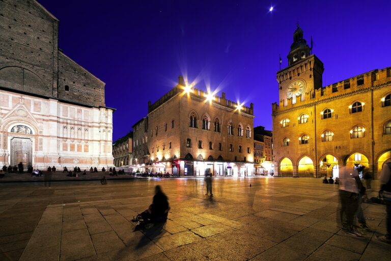 Piazza Maggiore and the Basilica di San Petronio in Bologna, Italy