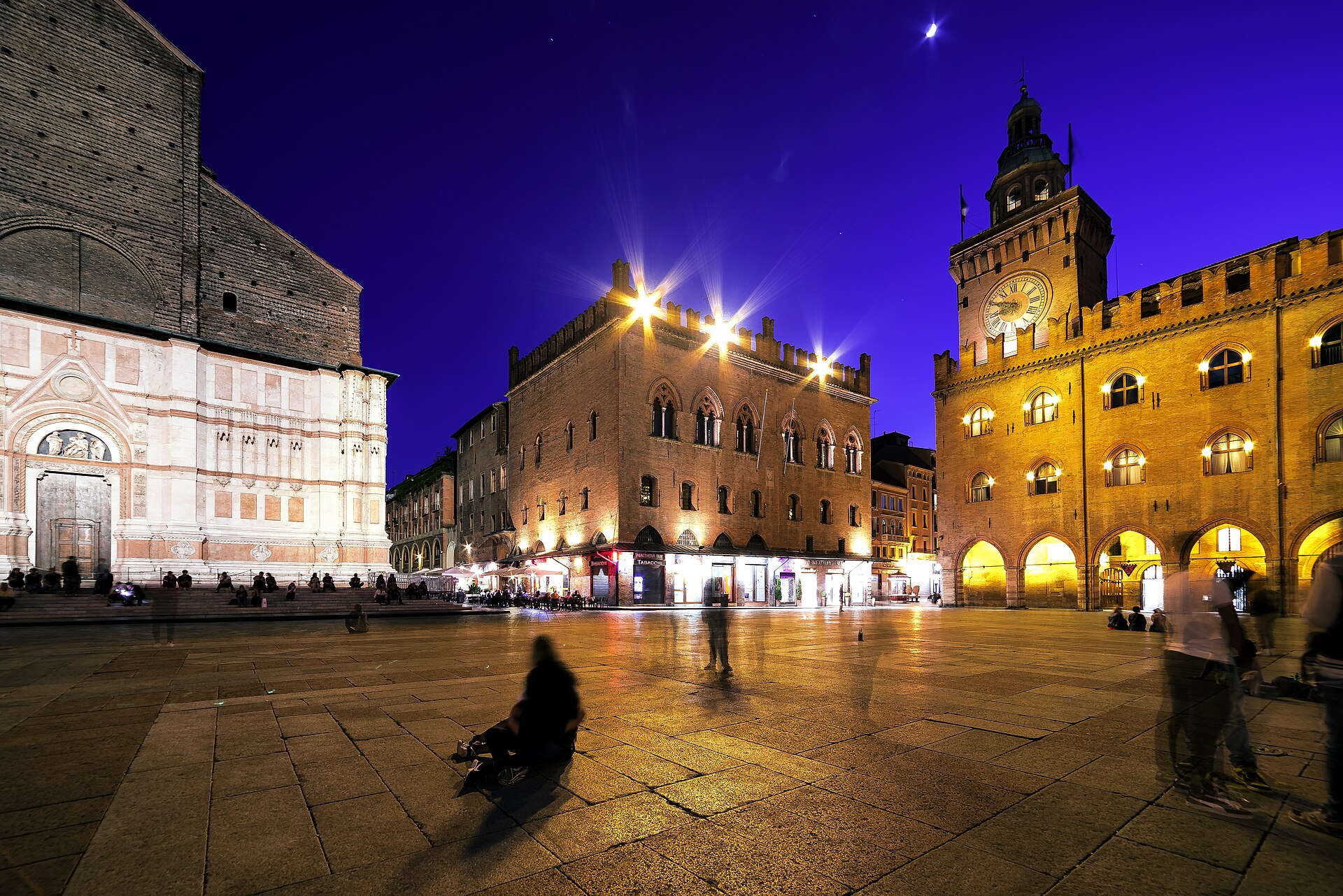 Piazza Maggiore and the Basilica di San Petronio in Bologna, Italy