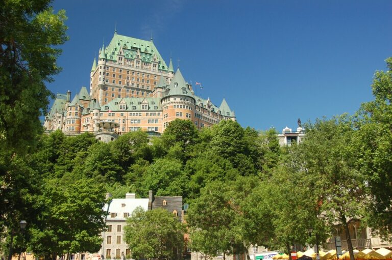 The green-roofed Chateau Frontenac towering over Old Quebec City