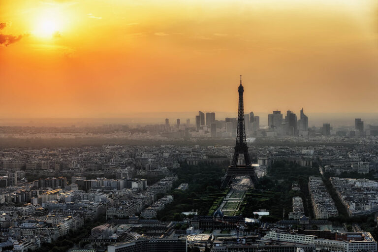 Paris skyline with the Eiffel Tower, a classic first stop on a Europe trip
