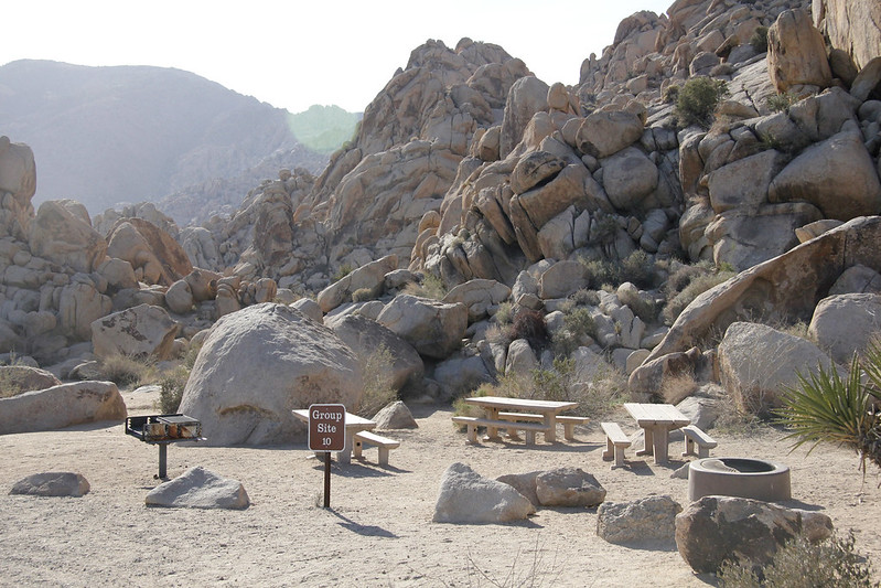 Joshua trees and giant boulders at Indian Cove in Joshua Tree National Park