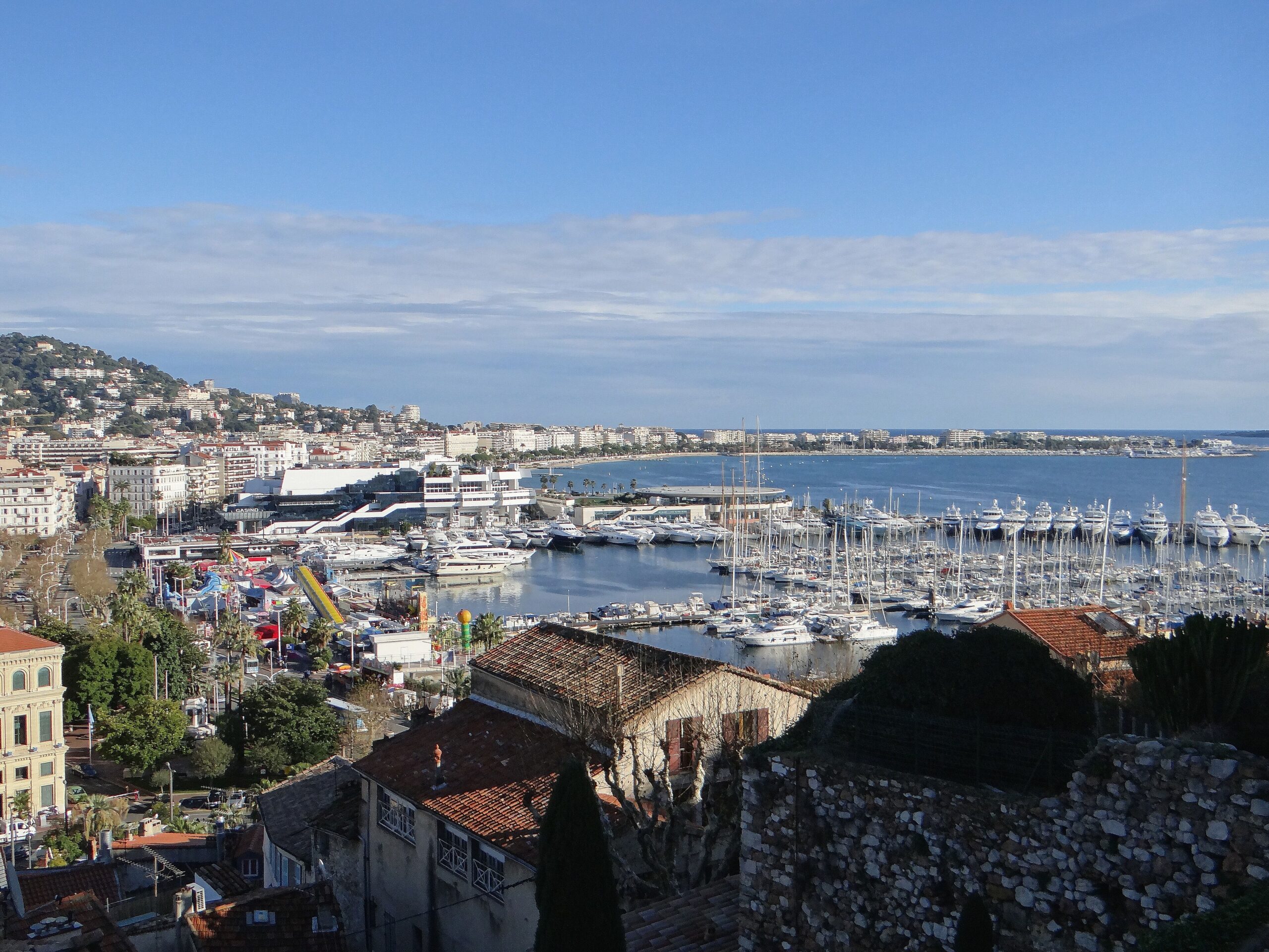 View over the old port and rooftops of Cannes from Le Suquet hill