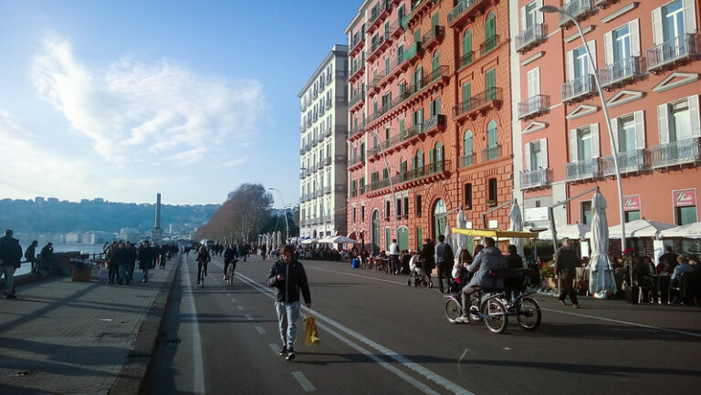 Waterfront promenade along the Bay of Naples in Naples, Italy