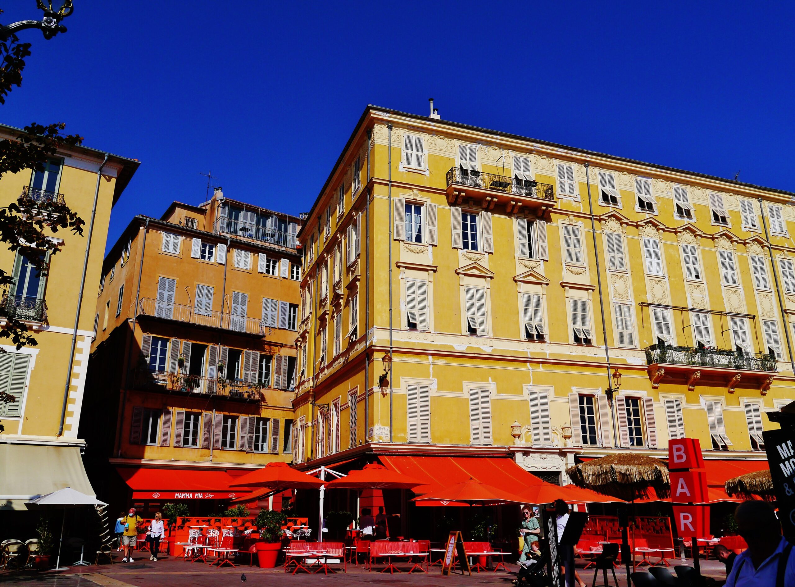Colorful Cours Saleya market in the old town of Vieux Nice France