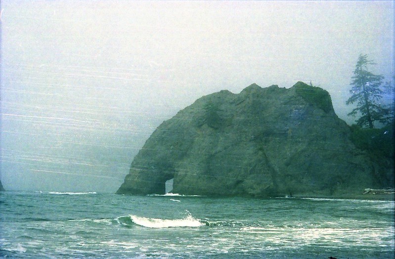 A dramatic sea stack rising from the ocean on the Olympic National Park coast