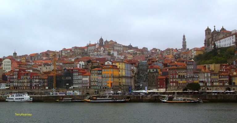 Colorful buildings of the Ribeira district along the Douro River in Porto Portugal
