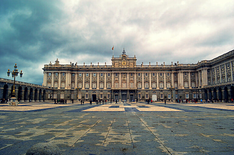 Palacio Real, the Royal Palace of Madrid, on a sunny day