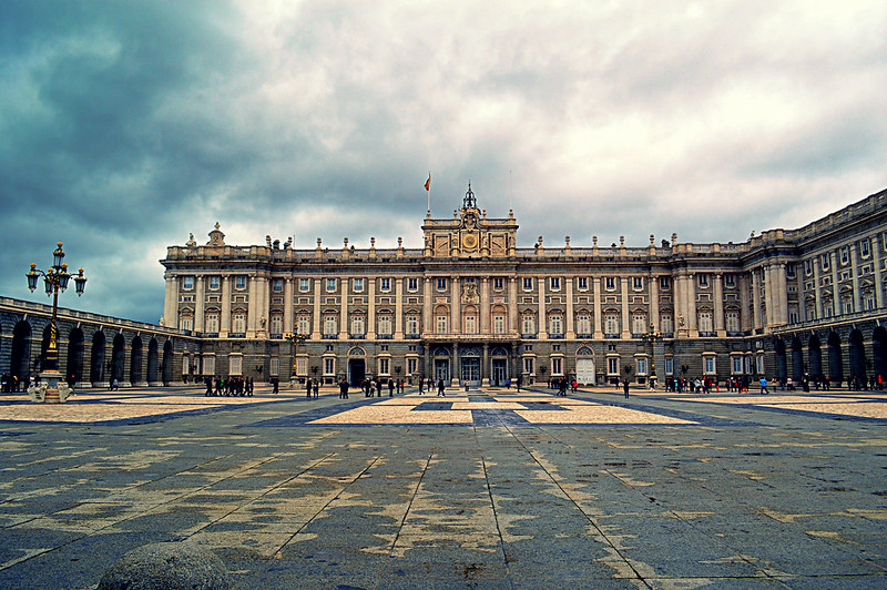 Palacio Real, the Royal Palace of Madrid, on a sunny day