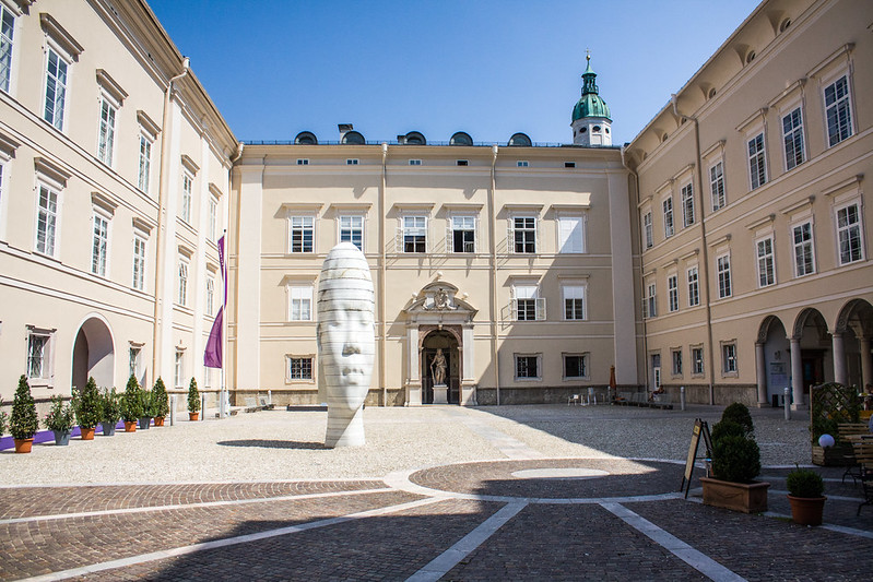 Elegant baroque courtyard in Salzburg historic center, Austria