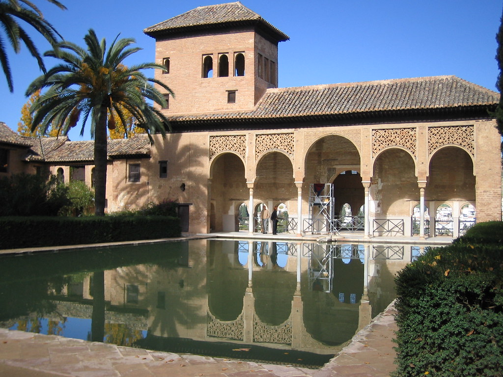 The Partal palace and reflecting pool at the Alhambra in Granada Spain