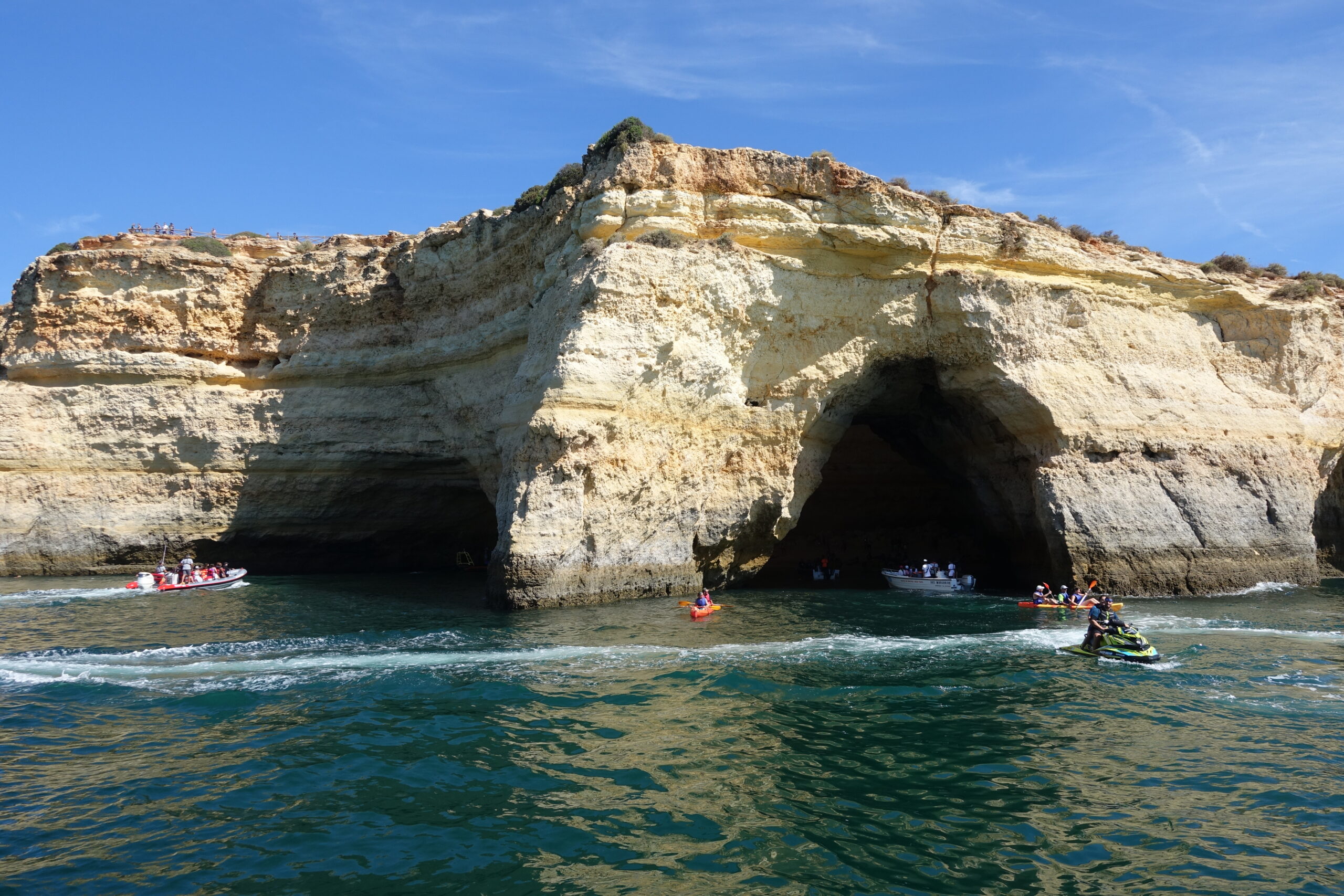 The domed Benagil sea cave with its open roof on the Algarve coast