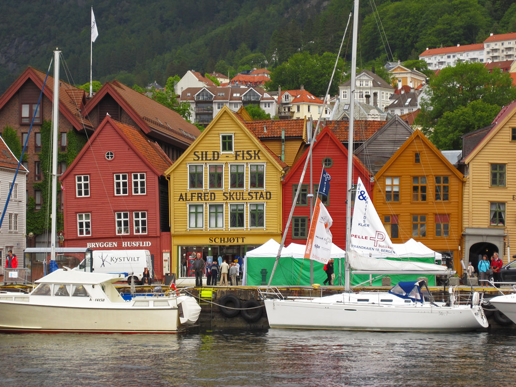 Colorful wooden houses of the Bryggen wharf in Bergen Norway
