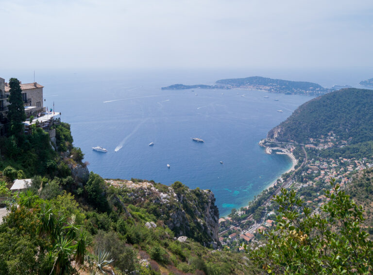 The medieval village of Eze perched on a cliff above the Mediterranean on the French Riviera