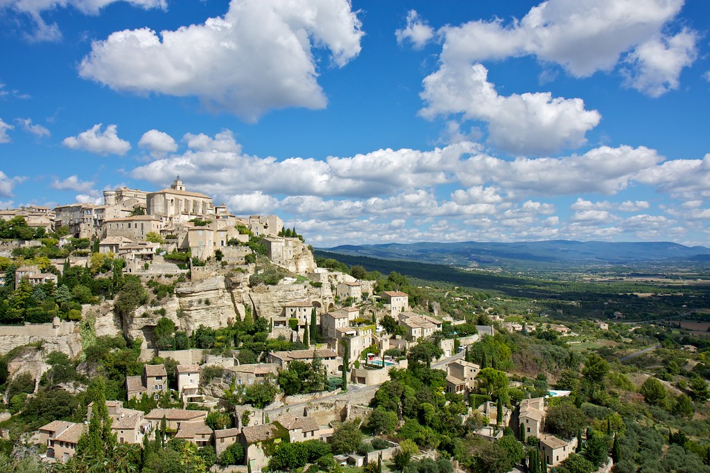 The stone village of Gordes stacked up its hillside in the Luberon Provence