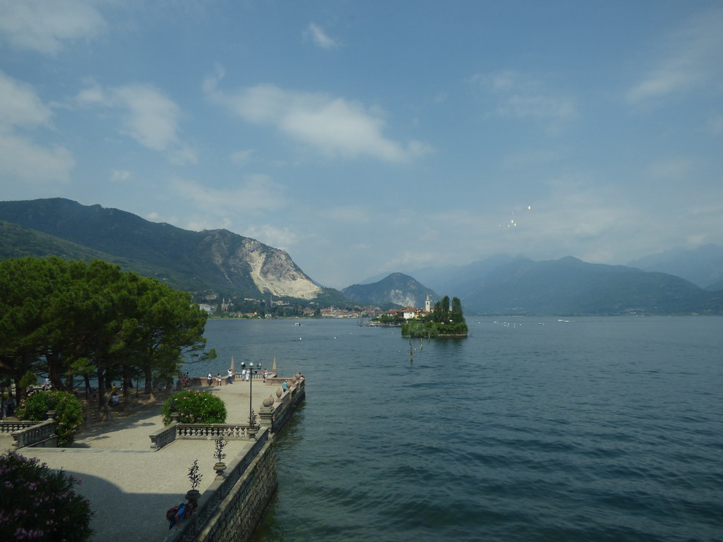 Terraced baroque gardens of Isola Bella seen from the Borromeo Palace on Lake Maggiore