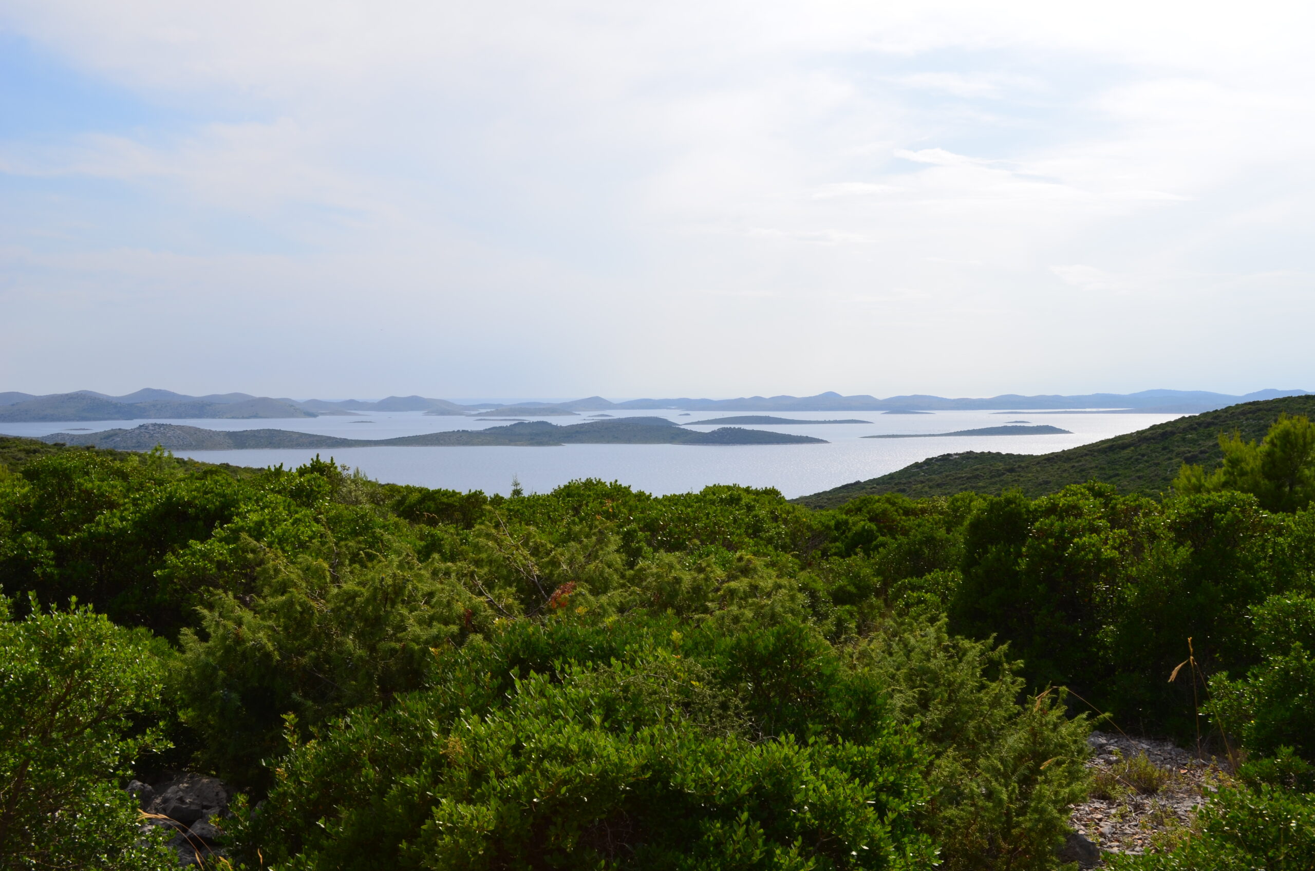 Bare limestone islands of Kornati National Park scattered across the blue Adriatic Sea