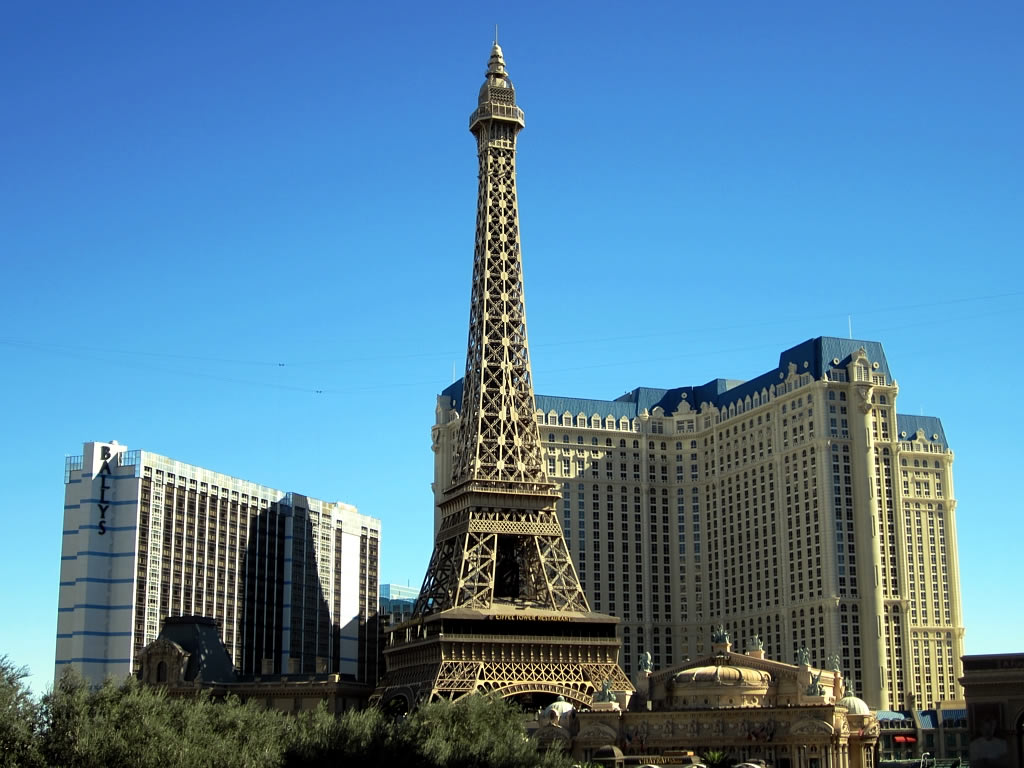The Eiffel Tower rising over Paris on a clear day