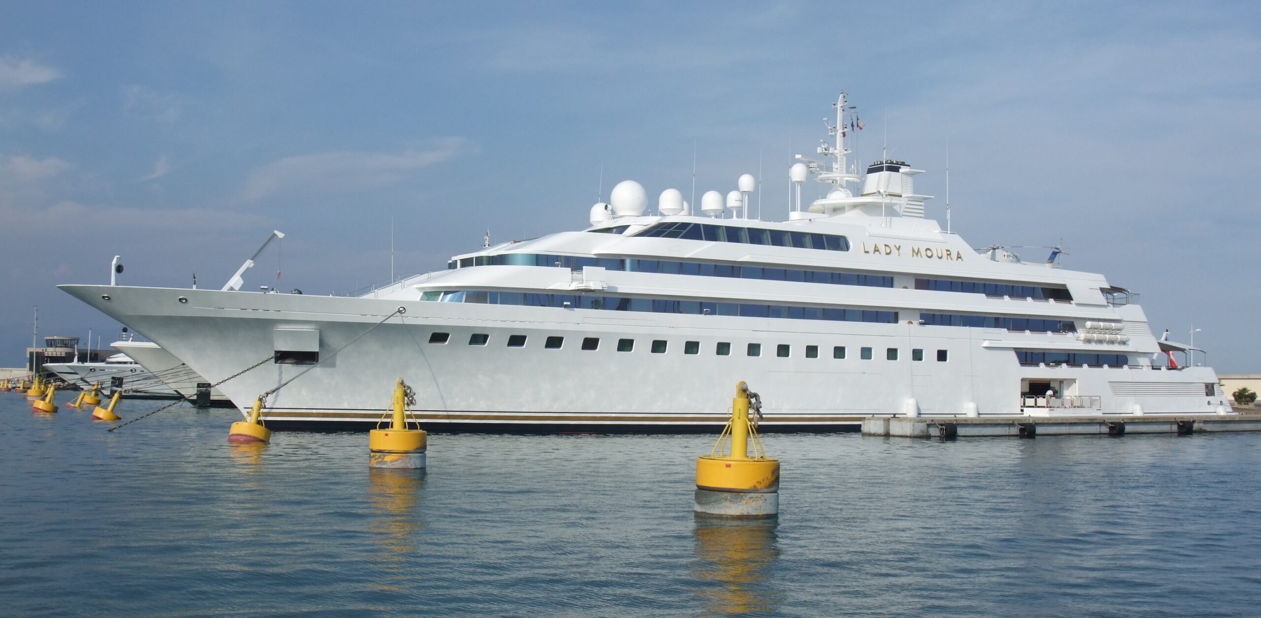 A superyacht moored at Port Vauban harbor in Antibes France