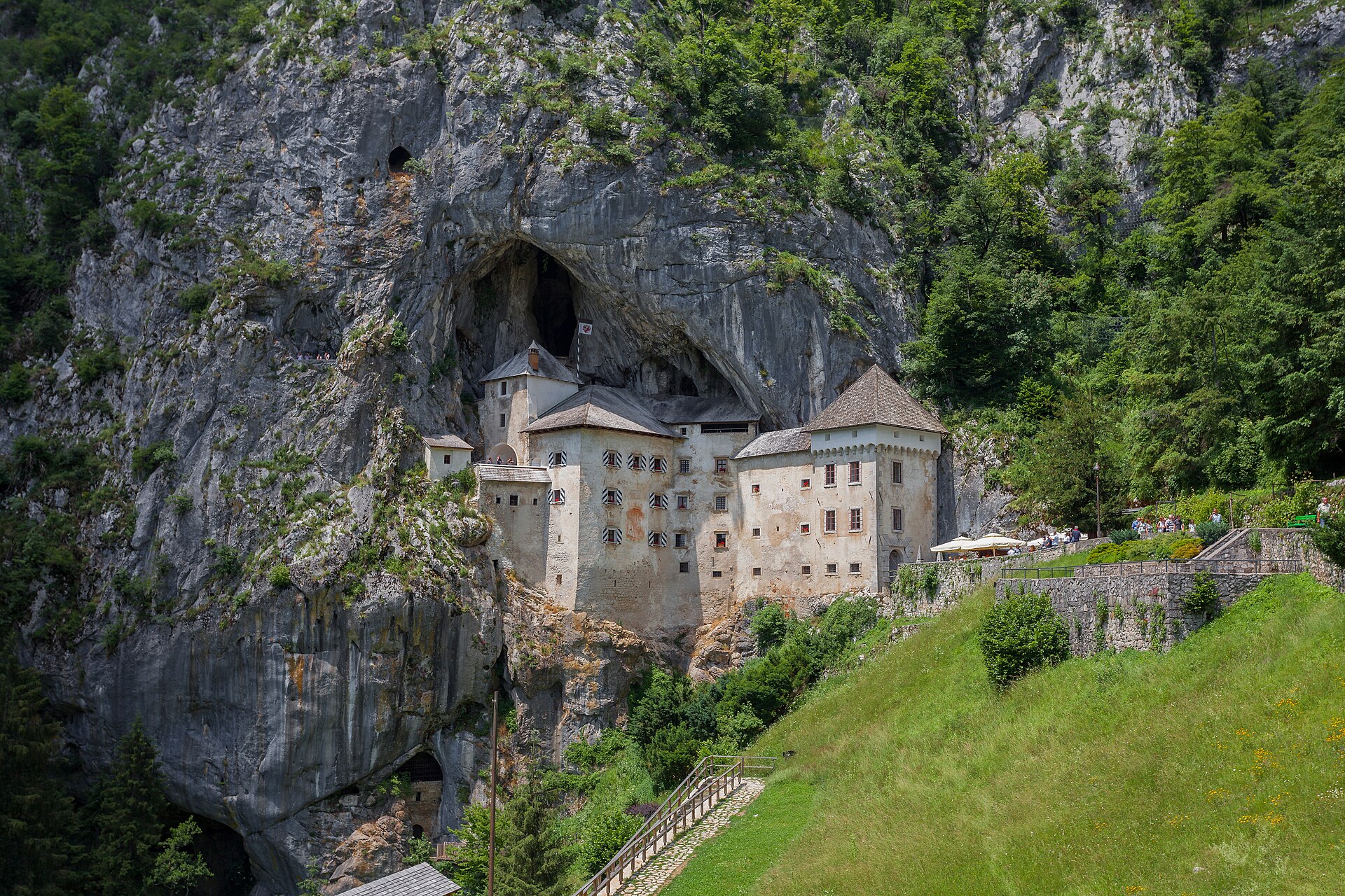 Predjama Castle built into the cliff face near Postojna in Slovenia