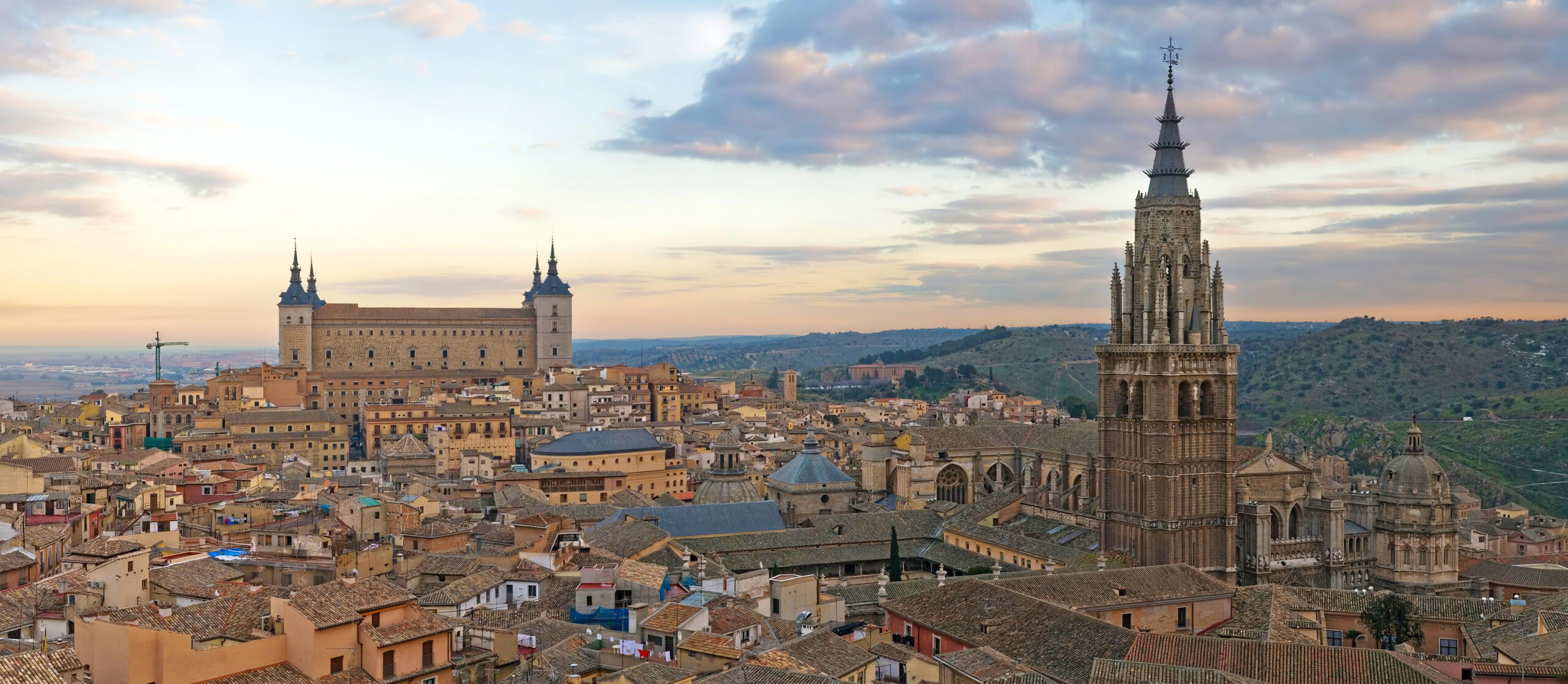 Historic skyline of Toledo Spain above the Tagus river