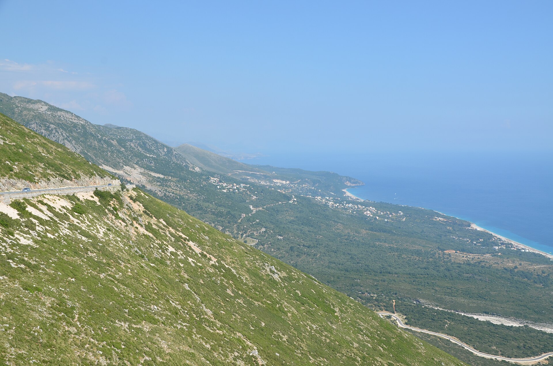 The Ionian coast of the Albanian Riviera seen from the Llogara Pass above Dhermi