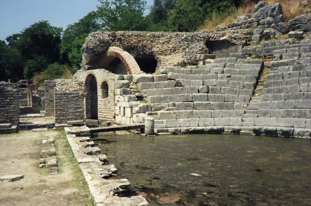 Ruins of the Greek theatre surrounded by forest at Butrint, near Ksamil