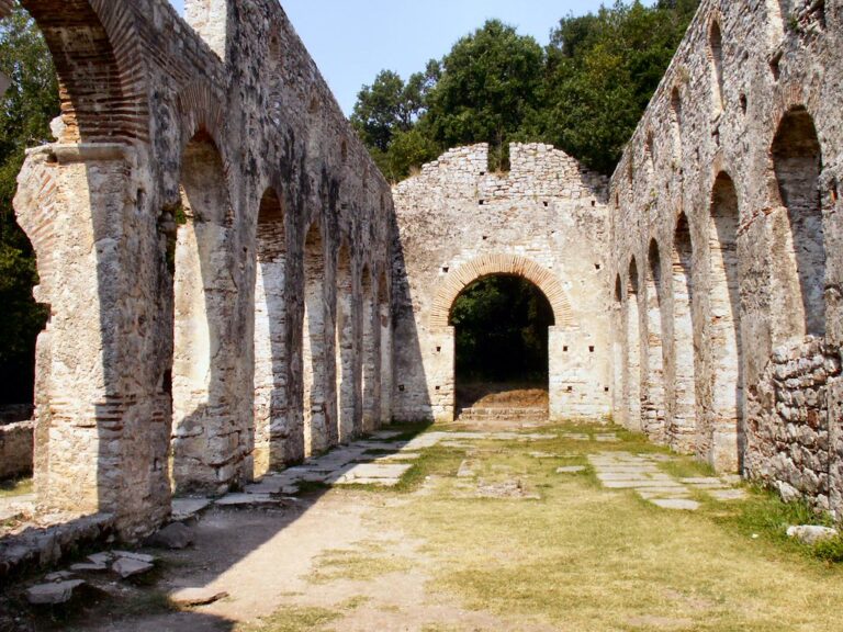 Stone arches of the ancient city at Butrint National Park, Albania
