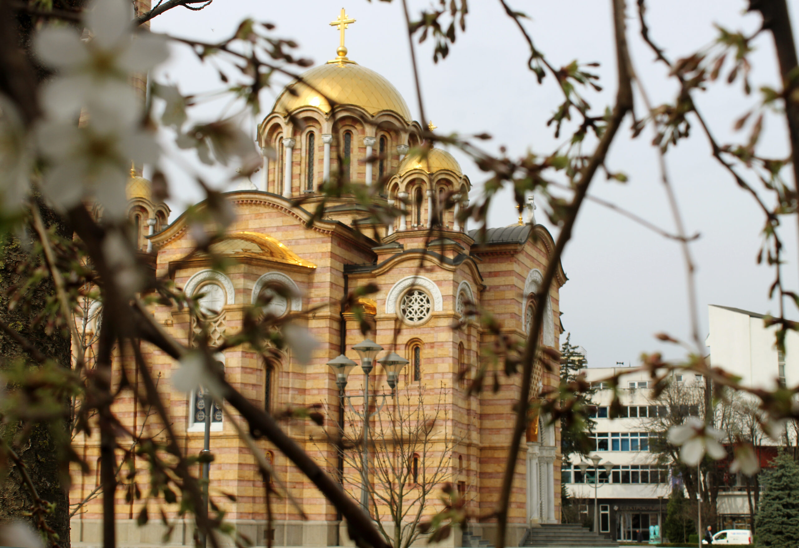 Gold domes of the Christ the Savior Orthodox cathedral in Banja Luka