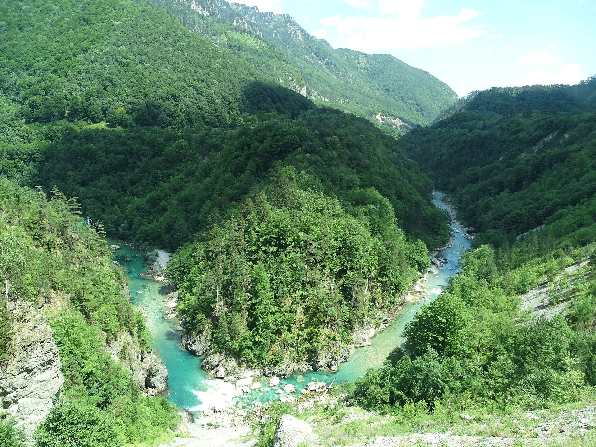 The Djurdjevica Tara Bridge spanning the deep Tara Canyon in northern Montenegro