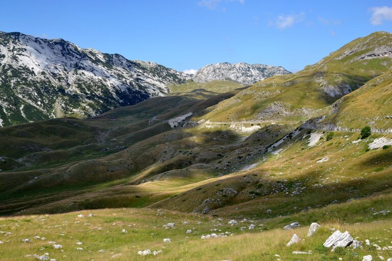 Limestone peaks of Durmitor National Park rising above the plateau in northern Montenegro
