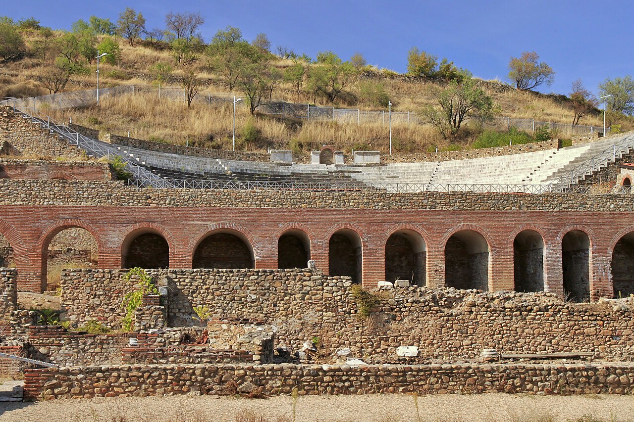 Restored Roman theater at the ancient city of Heraclea Lyncestis near Bitola