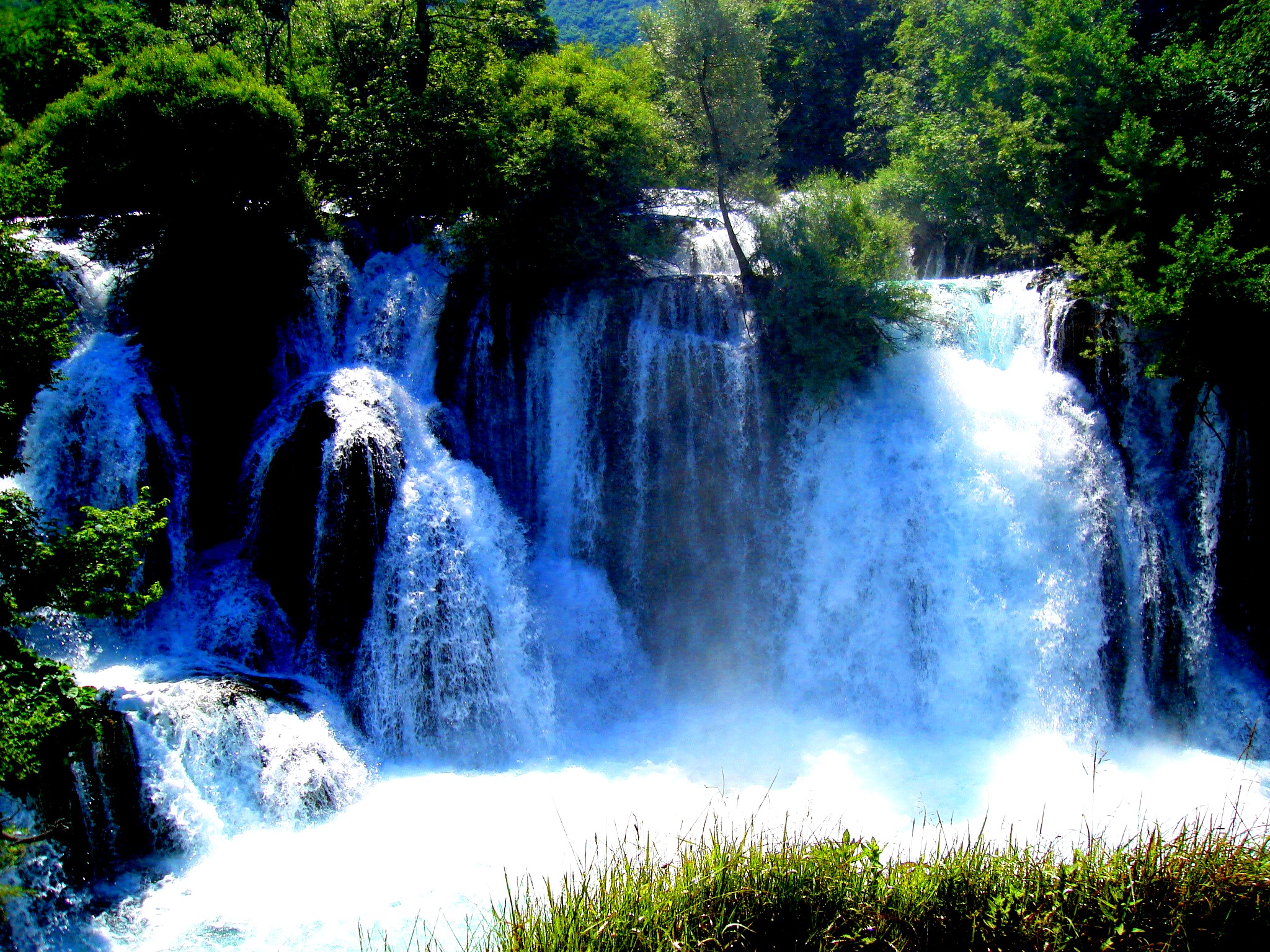 Tiered cascades of the Una river at Martin Brod in northwest Bosnia