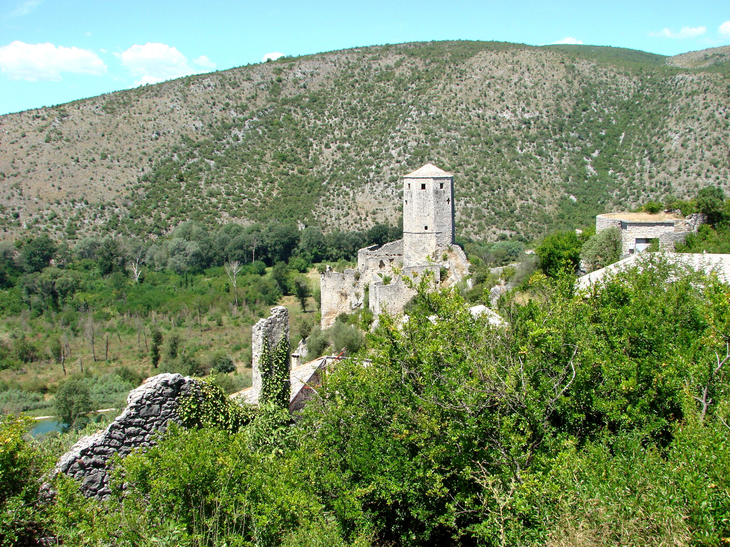 The stepped Ottoman village of Pocitelj rising above the Neretva river valley