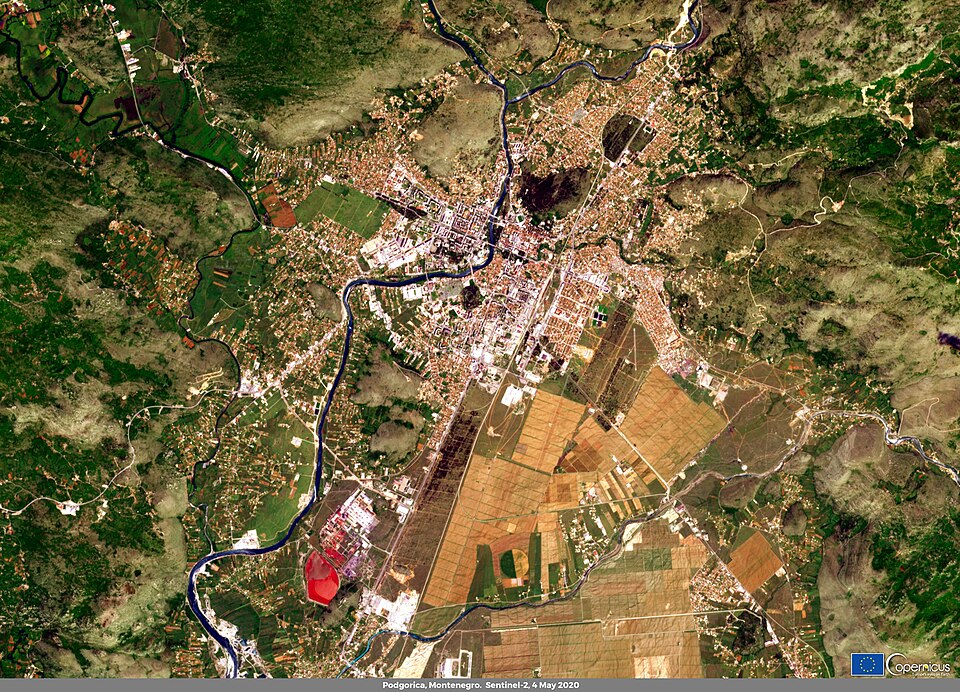 View across Podgorica, the capital city of Montenegro