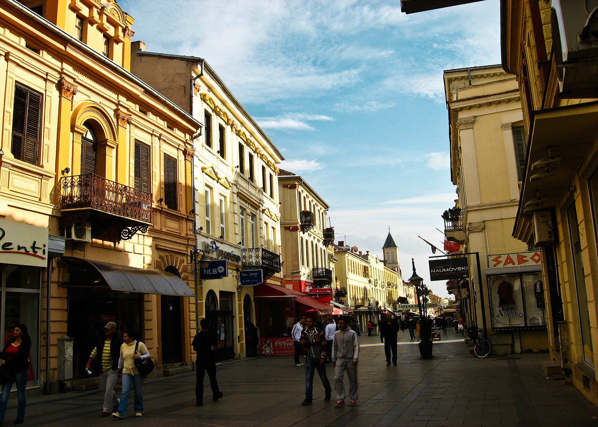 Colorful 19th-century facades along the Sirok Sokak pedestrian street in Bitola